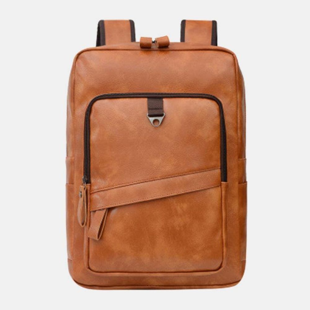 Heren Kunstleer Grote Capaciteit Zakelijke Casual 14 Inch Laptoptas Rugzak