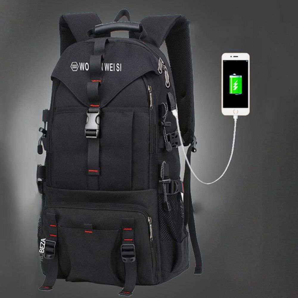 Mannen Grote Capaciteit Outdoor Waterdichte Usb Opladen Multi-Pocket 14 Inch Laptoptas Reizen Klimmen Rugzak