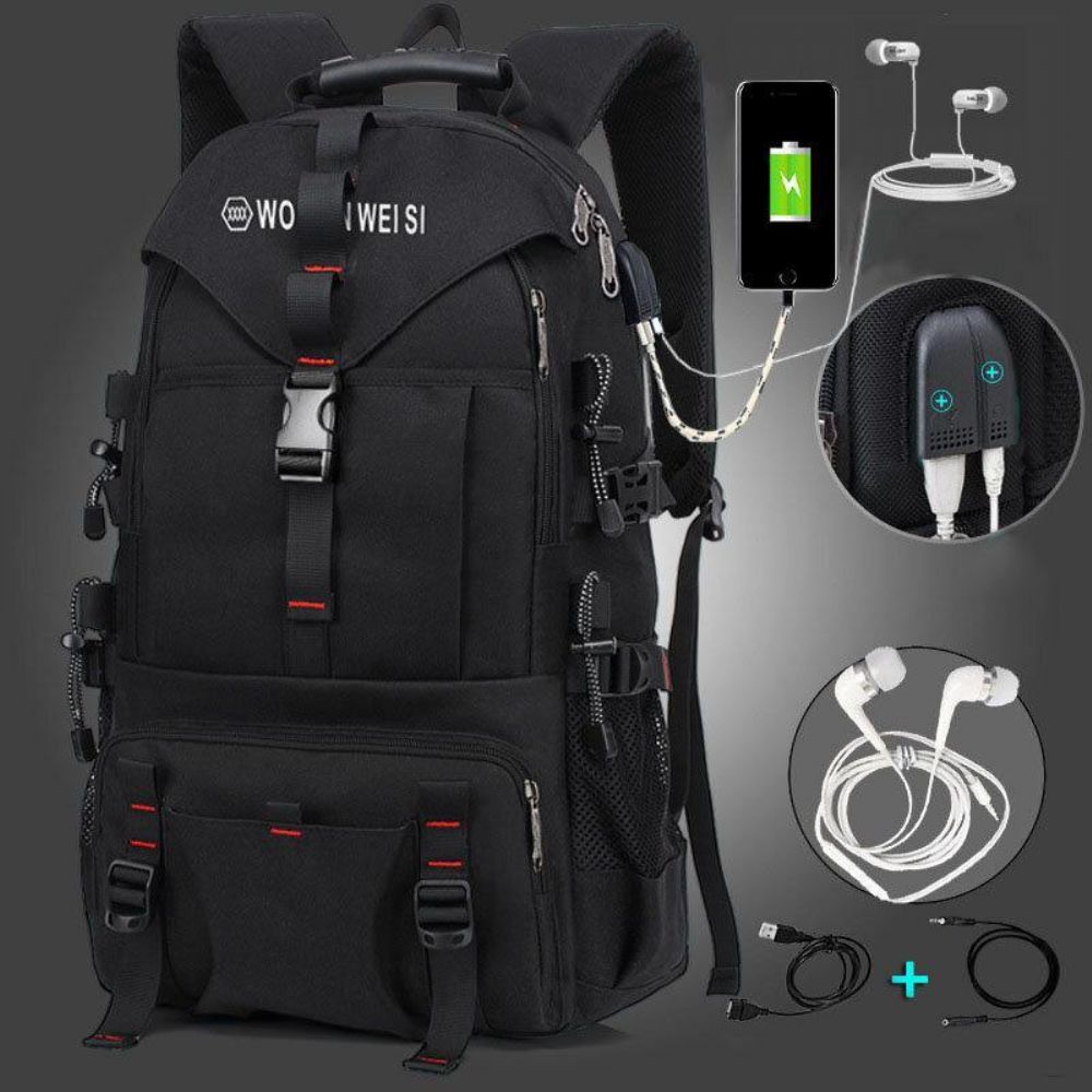 Mannen Grote Capaciteit Outdoor Waterdichte Usb Opladen Multi-Pocket 14 Inch Laptoptas Reizen Klimmen Rugzak