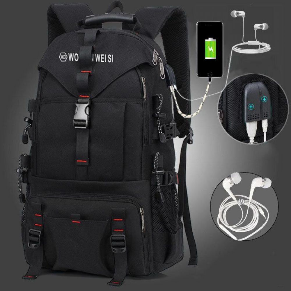 Mannen Grote Capaciteit Outdoor Waterdichte Usb Opladen Multi-Pocket 14 Inch Laptoptas Reizen Klimmen Rugzak