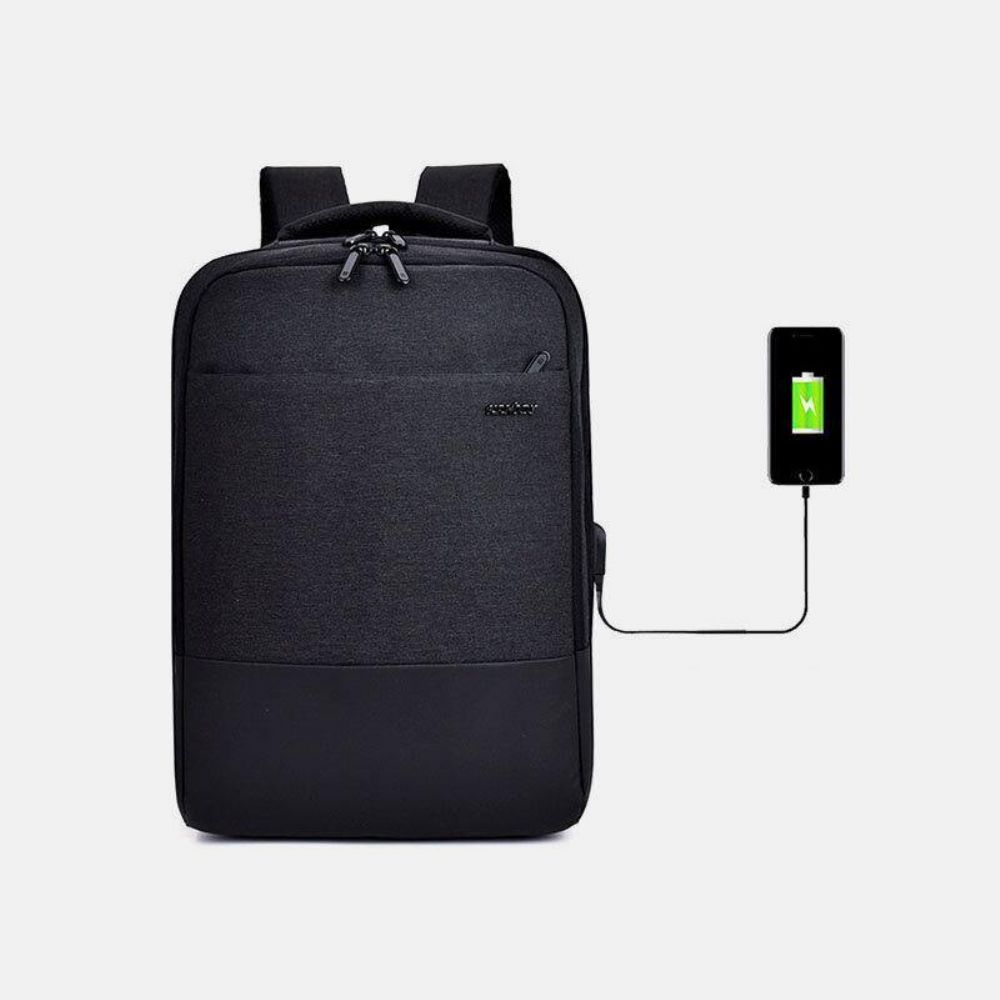 Mannen Nylon Usb Opladen Casual Grote Capaciteit 15.6 Inch Laptoptas Reisrugzak