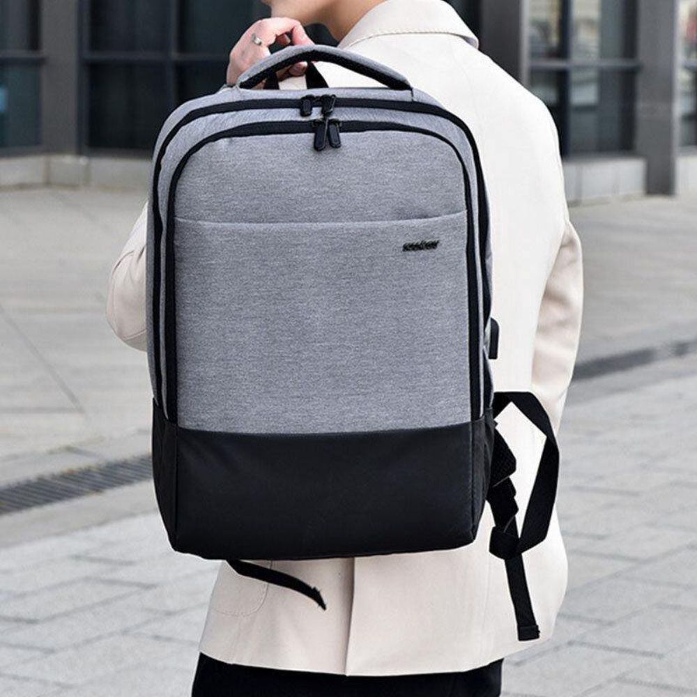 Mannen Nylon Usb Opladen Casual Grote Capaciteit 15.6 Inch Laptoptas Reisrugzak