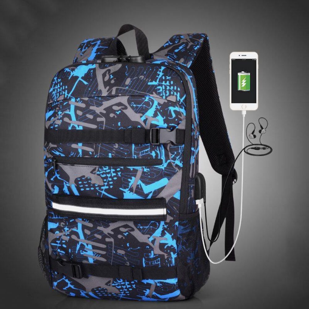 Mannen Usb Opladen Grote Capaciteit Camouflage Anti-Diefstal Zakelijke Casual 14 Inch Laptoptas Rugzak