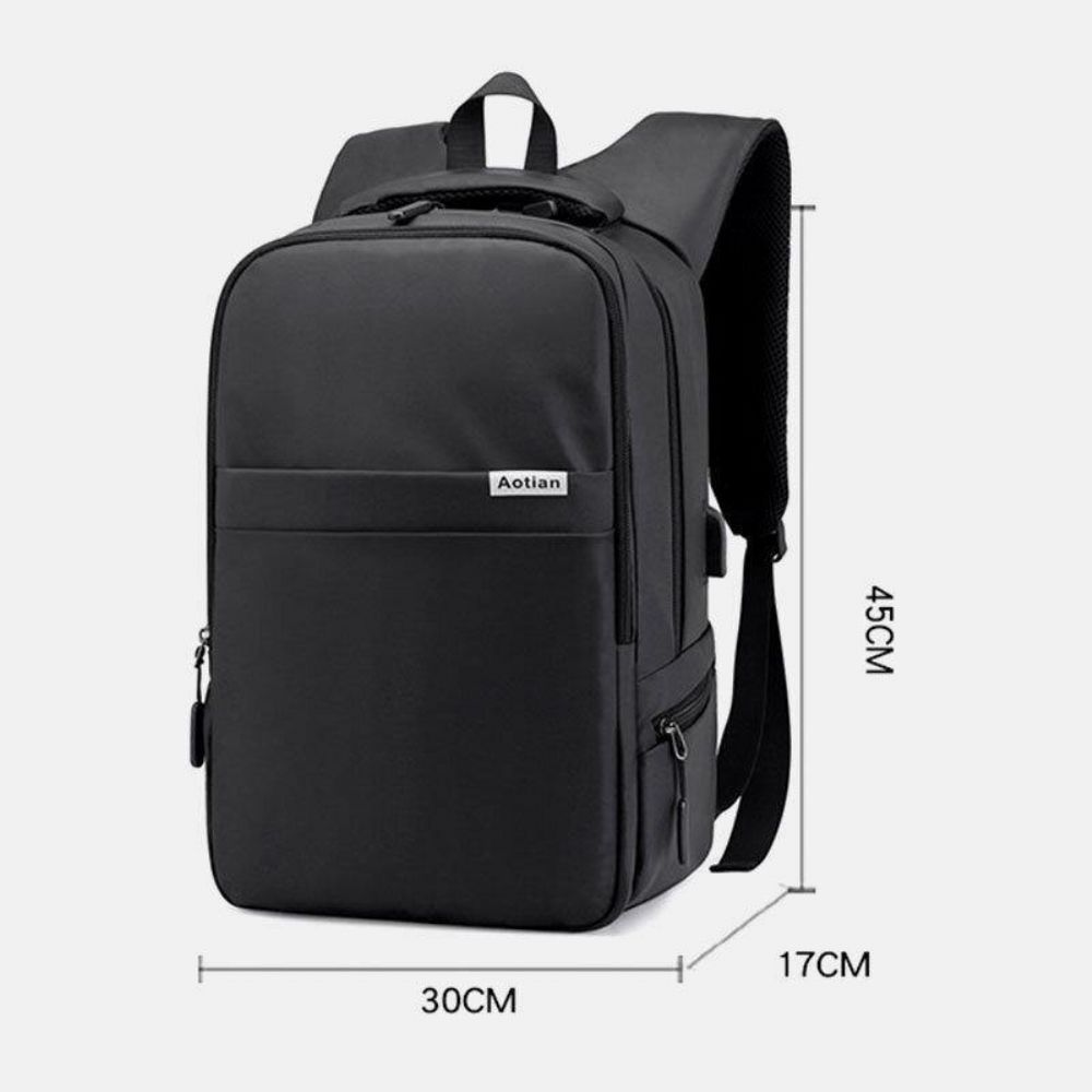 Mannen Usb Opladen Outdoor Nylon Reizen Waterdichte Grote Capaciteit 13 Inch Laptoptas Reistas Rugzak