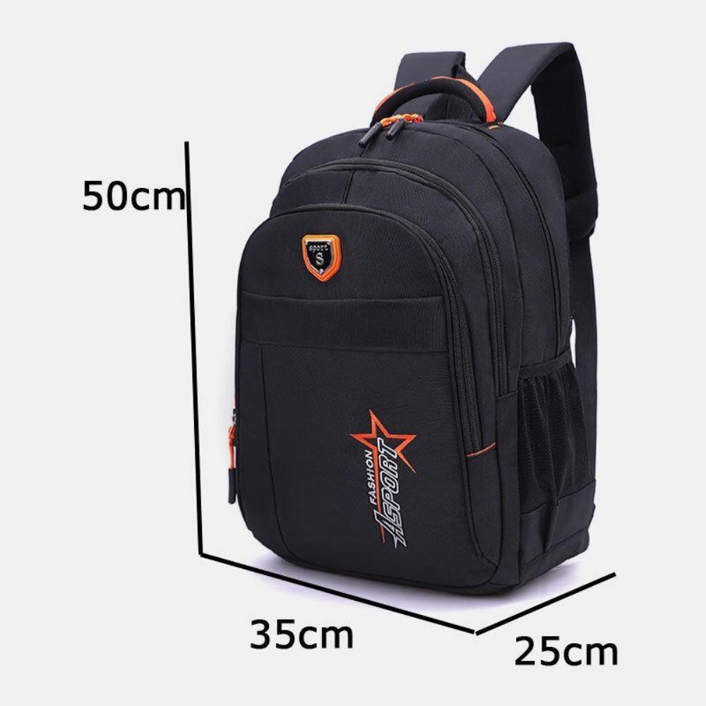 Unisex Nylon Multi-Lagen Grote Capaciteit Effen Kleur Schooltas Reisrugzak