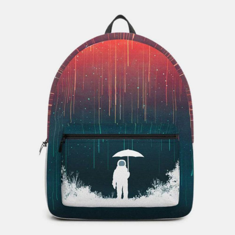 Unisex Oxford Ruimte Astronaut Meteor Shower Patroon Print Casual Persoonlijkheid Esthetiek Schooltas Rugzak