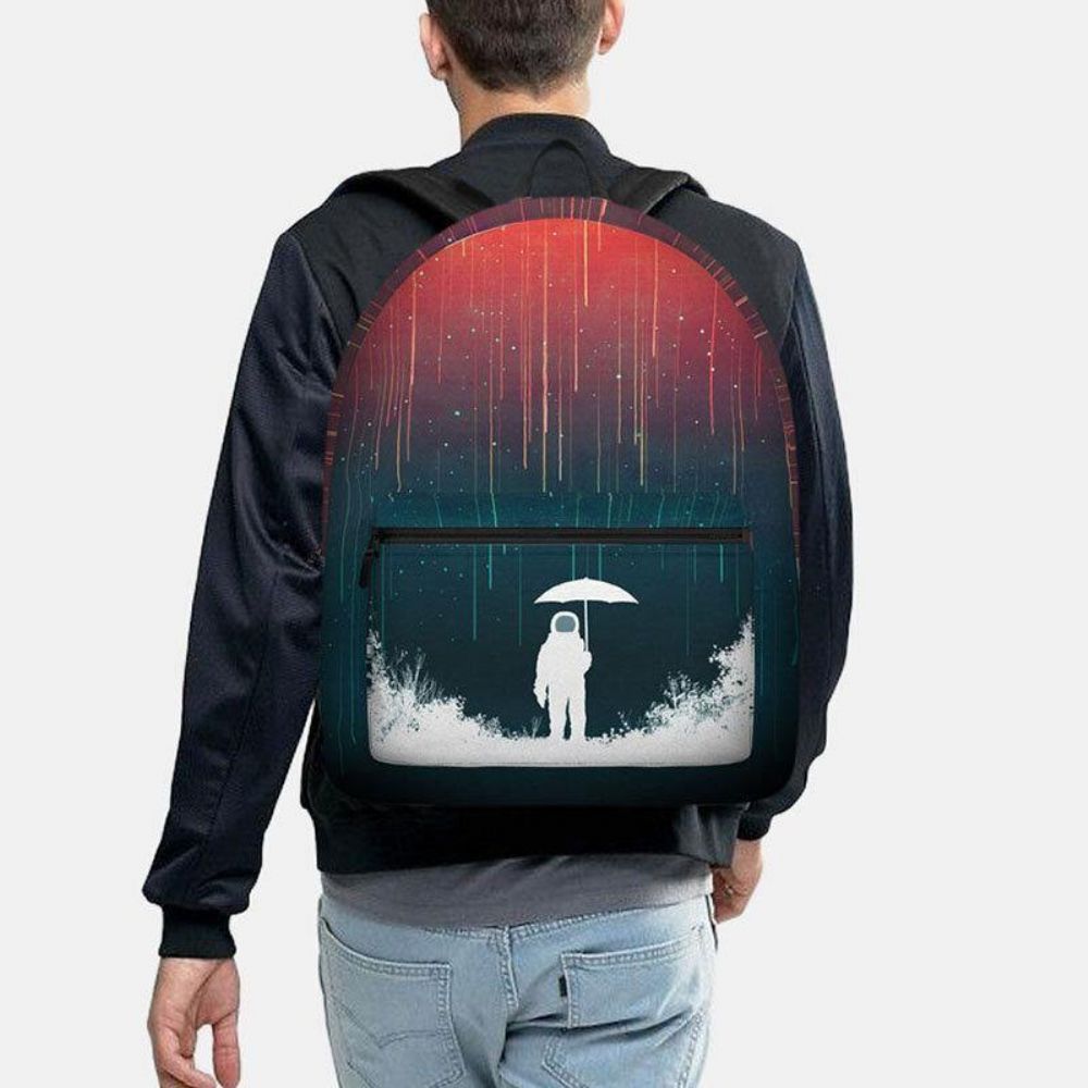 Unisex Oxford Ruimte Astronaut Meteor Shower Patroon Print Casual Persoonlijkheid Esthetiek Schooltas Rugzak