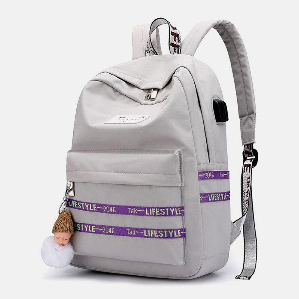 Vrouwen Grote Capaciteit Casual Reizen Outdoor Student Schooltas Met Usb Opladen Slijtvaste Rugzak