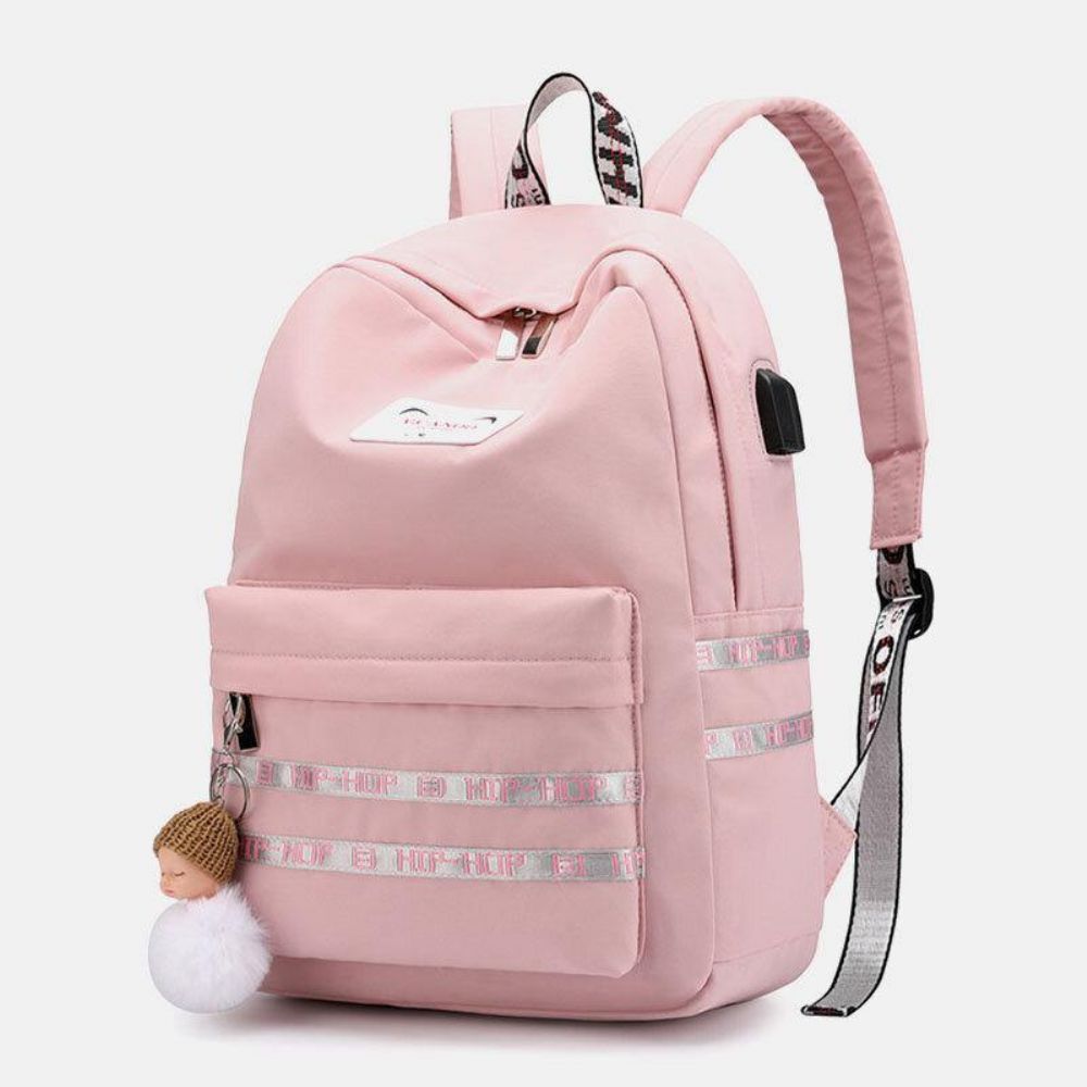 Vrouwen Grote Capaciteit Casual Reizen Outdoor Student Schooltas Met Usb Opladen Slijtvaste Rugzak