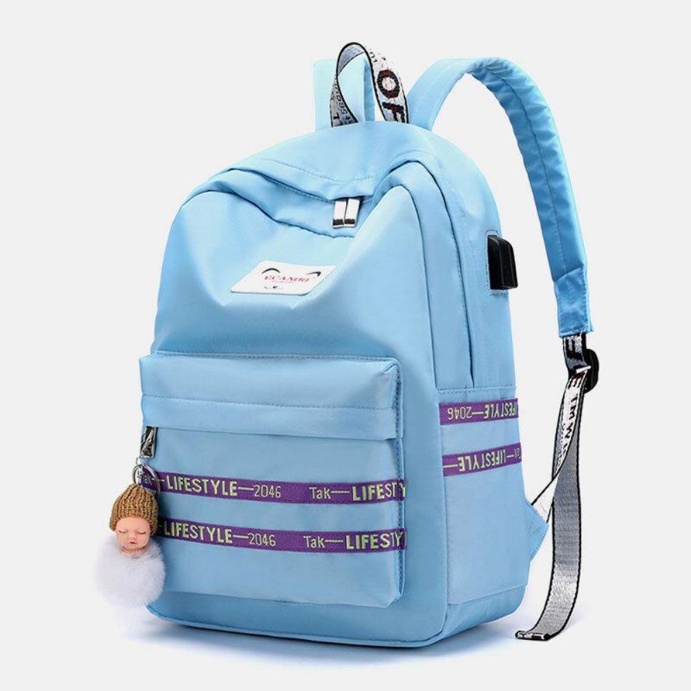 Vrouwen Grote Capaciteit Casual Reizen Outdoor Student Schooltas Met Usb Opladen Slijtvaste Rugzak