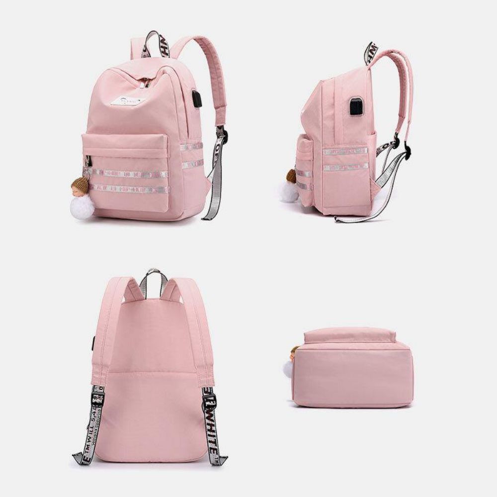 Vrouwen Grote Capaciteit Casual Reizen Outdoor Student Schooltas Met Usb Opladen Slijtvaste Rugzak