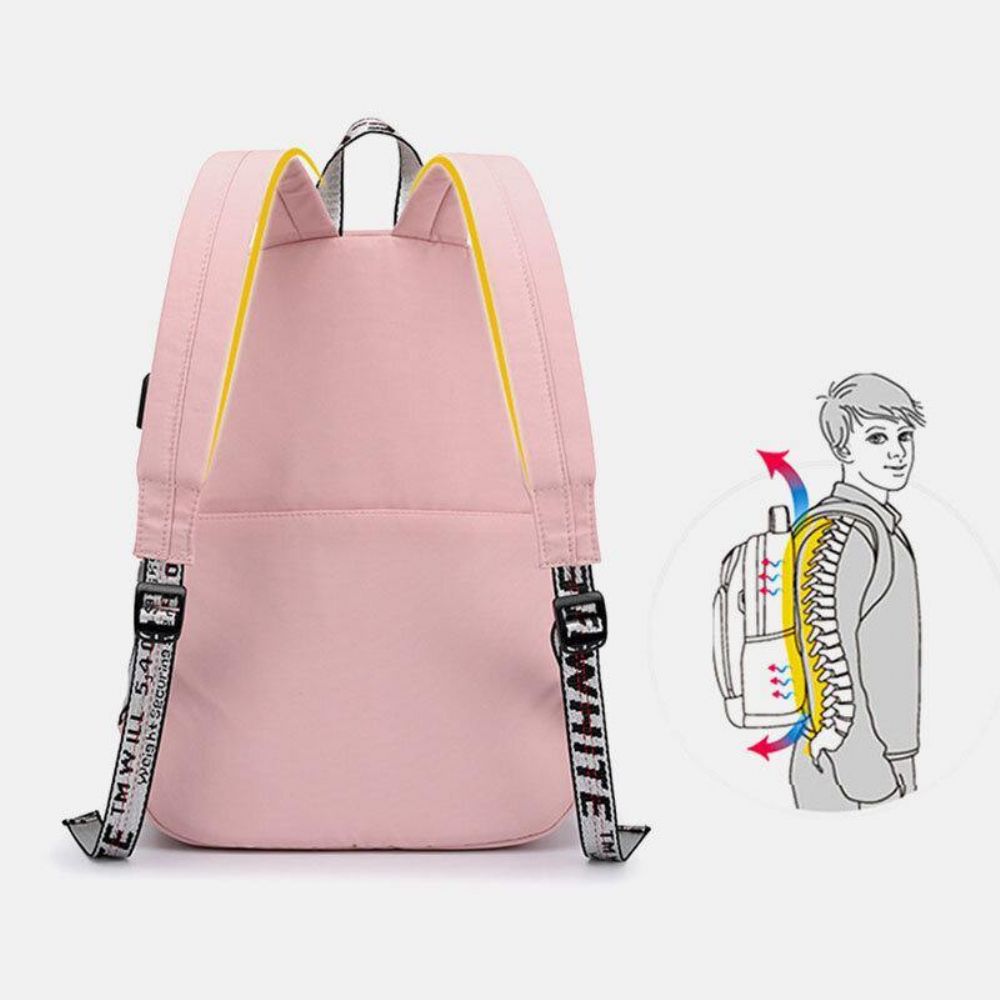 Vrouwen Grote Capaciteit Casual Reizen Outdoor Student Schooltas Met Usb Opladen Slijtvaste Rugzak