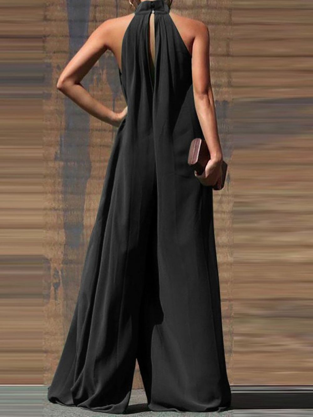 Mouwloze Halter Effen Casual Jumpsuit